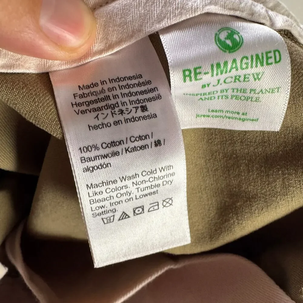 J.Crew Giant Fit Chino Shorts Mens 34 Dusty Khaki Cotton Twill Raw Hem Zip Fly